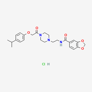 molecular formula C25H32ClN3O5 B2961051 N-(2-(4-(2-(4-isopropylphenoxy)acetyl)piperazin-1-yl)ethyl)benzo[d][1,3]dioxole-5-carboxamide hydrochloride CAS No. 1330292-85-7