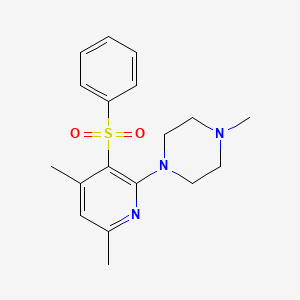 molecular formula C18H23N3O2S B2961052 1-[3-(苯磺酰)-4,6-二甲基吡啶-2-基]-4-甲基哌嗪 CAS No. 339017-06-0