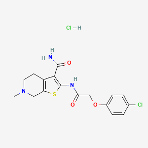 molecular formula C17H19Cl2N3O3S B2961053 2-(2-(4-Chlorophenoxy)acetamido)-6-methyl-4,5,6,7-tetrahydrothieno[2,3-c]pyridine-3-carboxamide hydrochloride CAS No. 1216700-74-1