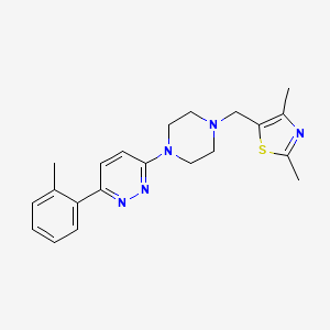 molecular formula C21H25N5S B2961057 2,4-Dimethyl-5-[[4-[6-(2-methylphenyl)pyridazin-3-yl]piperazin-1-yl]methyl]-1,3-thiazole CAS No. 2380081-76-3