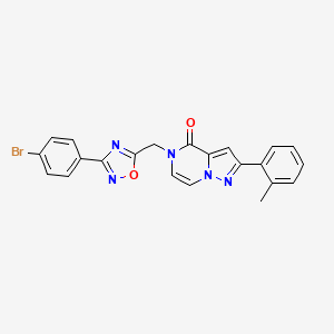 molecular formula C22H16BrN5O2 B2961060 5-{[3-(4-bromophenyl)-1,2,4-oxadiazol-5-yl]methyl}-2-(2-methylphenyl)pyrazolo[1,5-a]pyrazin-4(5H)-one CAS No. 1207045-74-6