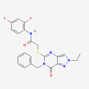molecular formula C22H19F2N5O2S B2961061 2-((6-苄基-2-乙基-7-氧代-6,7-二氢-2H-吡唑并[4,3-d]嘧啶-5-基)硫代)-N-(2,4-二氟苯基)乙酰胺 CAS No. 932496-68-9
