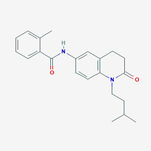 molecular formula C22H26N2O2 B2961071 N-(1-isopentyl-2-oxo-1,2,3,4-tetrahydroquinolin-6-yl)-2-methylbenzamide CAS No. 941991-75-9