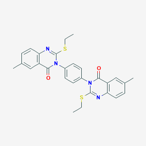 molecular formula C28H26N4O2S2 B296108 2-(ethylsulfanyl)-3-[4-(2-(ethylsulfanyl)-6-methyl-4-oxo-3(4H)-quinazolinyl)phenyl]-6-methyl-4(3H)-quinazolinone 