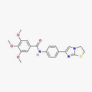 molecular formula C21H21N3O4S B2961083 N-(4-(2,3-dihydroimidazo[2,1-b]thiazol-6-yl)phenyl)-3,4,5-trimethoxybenzamide CAS No. 893992-47-7