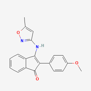 molecular formula C20H16N2O3 B2961089 2-(4-甲氧基苯基)-3-((5-甲基异恶唑-3-基)氨基)茚满-1-酮 CAS No. 1022394-38-2
