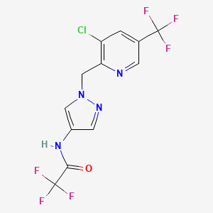 molecular formula C12H7ClF6N4O B2961093 N-(1-{[3-chloro-5-(trifluoromethyl)pyridin-2-yl]methyl}-1H-pyrazol-4-yl)-2,2,2-trifluoroacetamide CAS No. 2061269-63-2