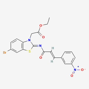 ethyl 2-((Z)-6-bromo-2-(((E)-3-(3-nitrophenyl)acryloyl)imino)benzo[d]thiazol-3(2H)-yl)acetate