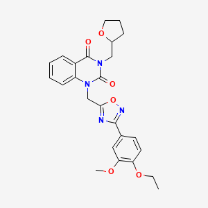 molecular formula C25H26N4O6 B2961102 1-((3-(4-ethoxy-3-methoxyphenyl)-1,2,4-oxadiazol-5-yl)methyl)-3-((tetrahydrofuran-2-yl)methyl)quinazoline-2,4(1H,3H)-dione CAS No. 1105221-58-6