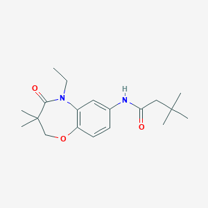 molecular formula C19H28N2O3 B2961104 N-(5-ethyl-3,3-dimethyl-4-oxo-2,3,4,5-tetrahydrobenzo[b][1,4]oxazepin-7-yl)-3,3-dimethylbutanamide CAS No. 921863-10-7