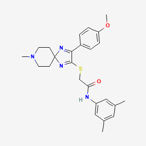molecular formula C25H30N4O2S B2961109 N-(3,5-二甲苯基)-2-((3-(4-甲氧基苯基)-8-甲基-1,4,8-三氮杂螺[4.5]癸-1,3-二烯-2-基)硫代)乙酰胺 CAS No. 1189985-58-7