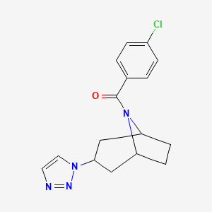 molecular formula C16H17ClN4O B2961114 8-(4-chlorobenzoyl)-3-(1H-1,2,3-triazol-1-yl)-8-azabicyclo[3.2.1]octane CAS No. 2177060-16-9