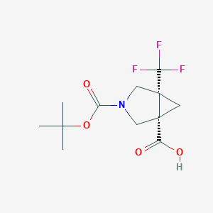 molecular formula C12H16F3NO4 B2961120 (1R,5S)-3-[(tert-butoxy)carbonyl]-5-(trifluoromethyl)-3-azabicyclo[3.1.0]hexane-1-carboxylic acid CAS No. 2137763-16-5