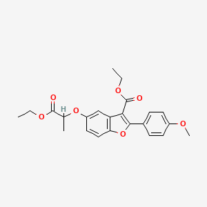 molecular formula C23H24O7 B2961121 Ethyl 5-[(1-ethoxy-1-oxopropan-2-yl)oxy]-2-(4-methoxyphenyl)-1-benzofuran-3-carboxylate CAS No. 384363-79-5