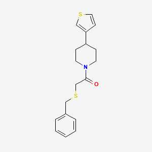 molecular formula C18H21NOS2 B2961123 2-(Benzylthio)-1-(4-(thiophen-3-yl)piperidin-1-yl)ethanone CAS No. 1396811-62-3