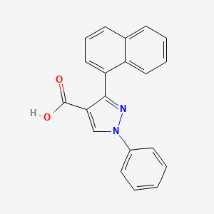 molecular formula C20H14N2O2 B2961131 3-(naphthalen-1-yl)-1-phenyl-1H-pyrazole-4-carboxylic acid CAS No. 380154-33-6