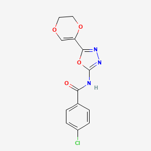 4-chloro-N-[5-(2,3-dihydro-1,4-dioxin-5-yl)-1,3,4-oxadiazol-2-yl]benzamide