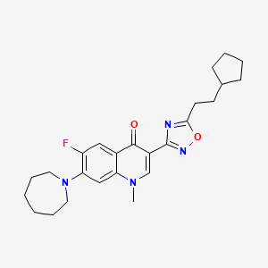 molecular formula C25H31FN4O2 B2961170 7-(Azepan-1-yl)-3-[5-(2-cyclopentylethyl)-1,2,4-oxadiazol-3-yl]-6-fluoro-1-methyl-1,4-dihydroquinolin-4-one CAS No. 2309221-56-3