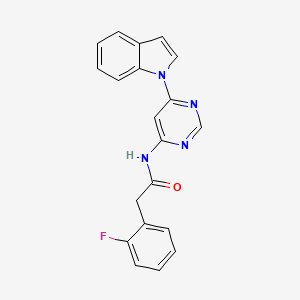 molecular formula C20H15FN4O B2961174 N-(6-(1H-吲哚-1-基)嘧啶-4-基)-2-(2-氟苯基)乙酰胺 CAS No. 1428378-55-5