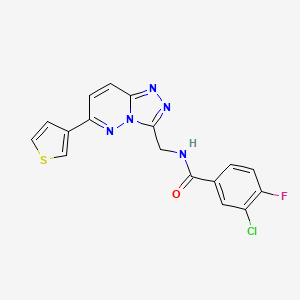 molecular formula C17H11ClFN5OS B2961180 3-chloro-4-fluoro-N-((6-(thiophen-3-yl)-[1,2,4]triazolo[4,3-b]pyridazin-3-yl)methyl)benzamide CAS No. 1904021-08-4