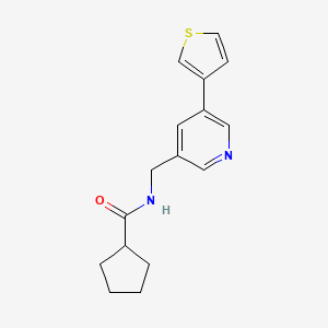 molecular formula C16H18N2OS B2961184 N-((5-(噻吩-3-基)吡啶-3-基)甲基)环戊烷甲酰胺 CAS No. 1706082-07-6