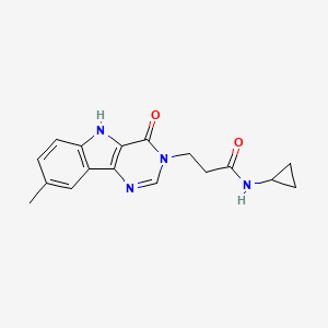 molecular formula C17H18N4O2 B2961185 N-环丙基-3-(8-甲基-4-氧代-4,5-二氢-3H-嘧啶并[5,4-b]吲哚-3-基)丙酰胺 CAS No. 1105247-33-3