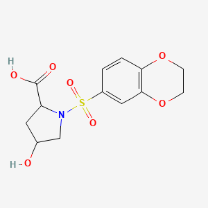 molecular formula C13H15NO7S B2961190 1-(2,3-Dihydro-1,4-benzodioxine-6-sulfonyl)-4-hydroxypyrrolidine-2-carboxylic acid CAS No. 1008664-88-7
