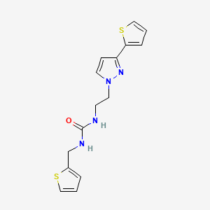 molecular formula C15H16N4OS2 B2961195 1-(2-(3-(噻吩-2-基)-1H-吡唑-1-基)乙基)-3-(噻吩-2-基甲基)脲 CAS No. 1797261-02-9