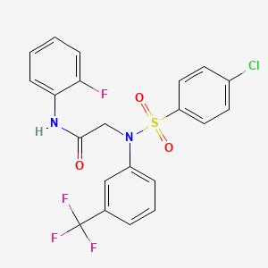 2-[[(4-chlorophenyl)sulfonyl]-3-(trifluoromethyl)anilino]-N-(2-fluorophenyl)acetamide