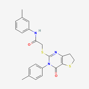 molecular formula C22H21N3O2S2 B2961213 N-(3-methylphenyl)-2-[[3-(4-methylphenyl)-4-oxo-6,7-dihydrothieno[3,2-d]pyrimidin-2-yl]sulfanyl]acetamide CAS No. 686771-36-8