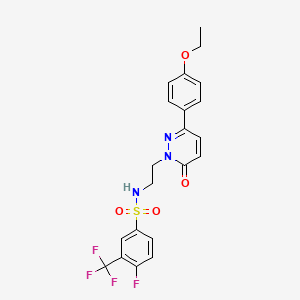 molecular formula C21H19F4N3O4S B2961225 N-(2-(3-(4-乙氧基苯基)-6-氧代嘧啶-1(6H)-基)乙基)-4-氟-3-(三氟甲基)苯磺酰胺 CAS No. 921555-65-9