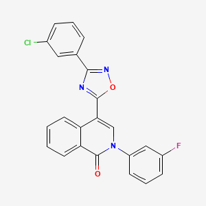 molecular formula C23H13ClFN3O2 B2961227 4-[3-(3-chlorophenyl)-1,2,4-oxadiazol-5-yl]-2-(3-fluorophenyl)isoquinolin-1(2H)-one CAS No. 1326909-90-3