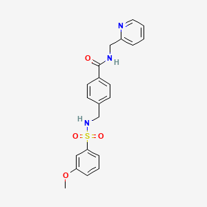 molecular formula C21H21N3O4S B2961228 4-[[(3-methoxyphenyl)sulfonylamino]methyl]-N-(pyridin-2-ylmethyl)benzamide CAS No. 690245-66-0