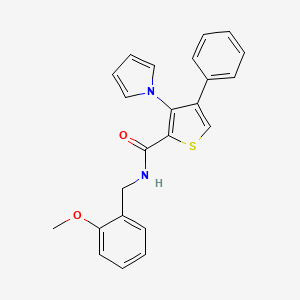 molecular formula C23H20N2O2S B2961230 N-(2-甲氧基苄基)-4-苯基-3-(1H-吡咯-1-基)噻吩-2-羧酰胺 CAS No. 1207039-01-7