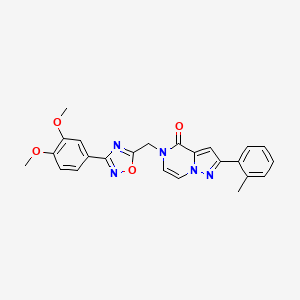molecular formula C24H21N5O4 B2961232 5-((3-(3,4-二甲氧基苯基)-1,2,4-恶二唑-5-基)甲基)-2-(邻甲苯基)吡唑并[1,5-a]哒嗪-4(5H)-酮 CAS No. 1207055-93-3