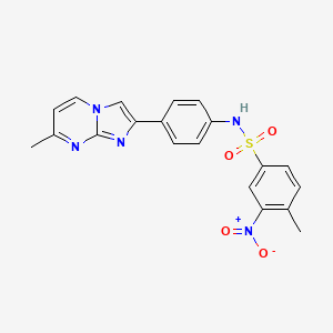 molecular formula C20H17N5O4S B2961233 4-methyl-N-(4-(7-methylimidazo[1,2-a]pyrimidin-2-yl)phenyl)-3-nitrobenzenesulfonamide CAS No. 923245-20-9