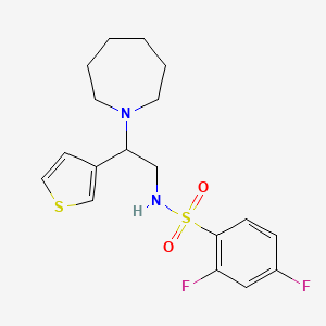 molecular formula C18H22F2N2O2S2 B2961239 N-(2-(azepan-1-yl)-2-(thiophen-3-yl)ethyl)-2,4-difluorobenzenesulfonamide CAS No. 946357-47-7