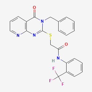 molecular formula C23H17F3N4O2S B2961245 2-[(3-benzyl-4-oxo-3,4-dihydropyrido[2,3-d]pyrimidin-2-yl)sulfanyl]-N-[2-(trifluoromethyl)phenyl]acetamide CAS No. 902910-10-5