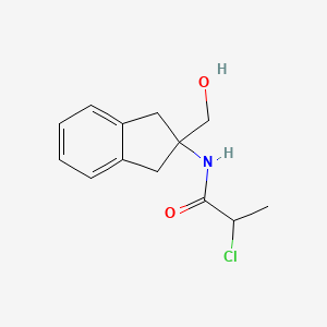 molecular formula C13H16ClNO2 B2961250 2-Chloro-N-[2-(hydroxymethyl)-1,3-dihydroinden-2-yl]propanamide CAS No. 2411201-92-6