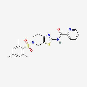 molecular formula C21H22N4O3S2 B2961251 N-(5-(mesitylsulfonyl)-4,5,6,7-tetrahydrothiazolo[5,4-c]pyridin-2-yl)picolinamide CAS No. 1421450-00-1