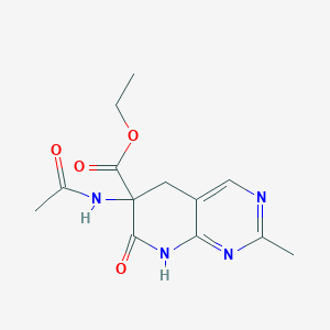 molecular formula C13H16N4O4 B2961252 Ethyl 6-acetamido-2-methyl-7-oxo-5,8-dihydropyrido[2,3-d]pyrimidine-6-carboxylate CAS No. 865076-54-6