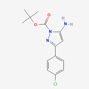molecular formula C14H16ClN3O2 B2961253 tert-butyl 5-amino-3-(4-chlorophenyl)-1H-pyrazole-1-carboxylate CAS No. 1040724-83-1