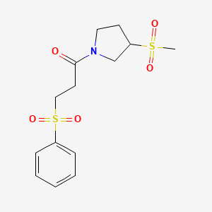 molecular formula C14H19NO5S2 B2961264 1-(3-(Methylsulfonyl)pyrrolidin-1-yl)-3-(phenylsulfonyl)propan-1-one CAS No. 1705766-10-4