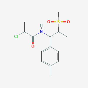 molecular formula C14H20ClNO3S B2961271 2-Chloro-N-[1-(4-methylphenyl)-2-methylsulfonylpropyl]propanamide CAS No. 2411306-46-0