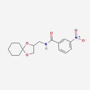 molecular formula C16H20N2O5 B2961273 N-(1,4-二氧杂螺[4.5]癸-2-基甲基)-3-硝基苯甲酰胺 CAS No. 900006-38-4