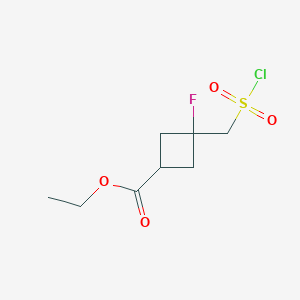 molecular formula C8H12ClFO4S B2961284 3-(氯磺酰甲基)-3-氟环丁烷-1-羧酸乙酯 CAS No. 2260917-65-3