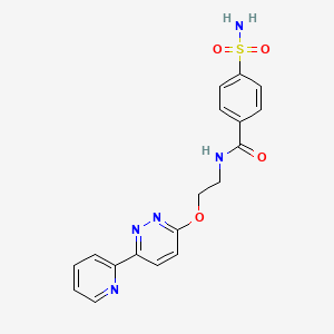 molecular formula C18H17N5O4S B2961288 N-(2-((6-(pyridin-2-yl)pyridazin-3-yl)oxy)ethyl)-4-sulfamoylbenzamide CAS No. 1286698-40-5