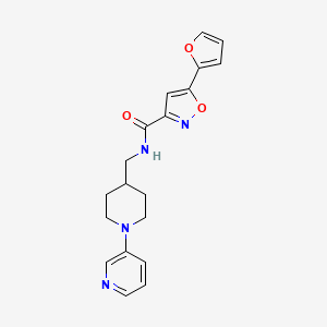 molecular formula C19H20N4O3 B2961295 5-(furan-2-yl)-N-((1-(pyridin-3-yl)piperidin-4-yl)methyl)isoxazole-3-carboxamide CAS No. 2034257-10-6