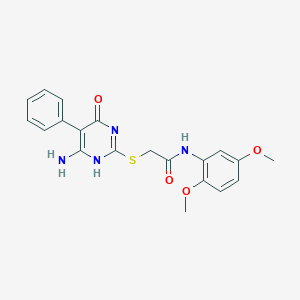 molecular formula C20H20N4O4S B296132 2-[(6-amino-4-oxo-5-phenyl-1H-pyrimidin-2-yl)sulfanyl]-N-(2,5-dimethoxyphenyl)acetamide 