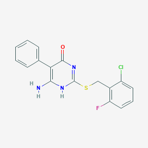 6-amino-2-[(2-chloro-6-fluorophenyl)methylsulfanyl]-5-phenyl-1H-pyrimidin-4-one